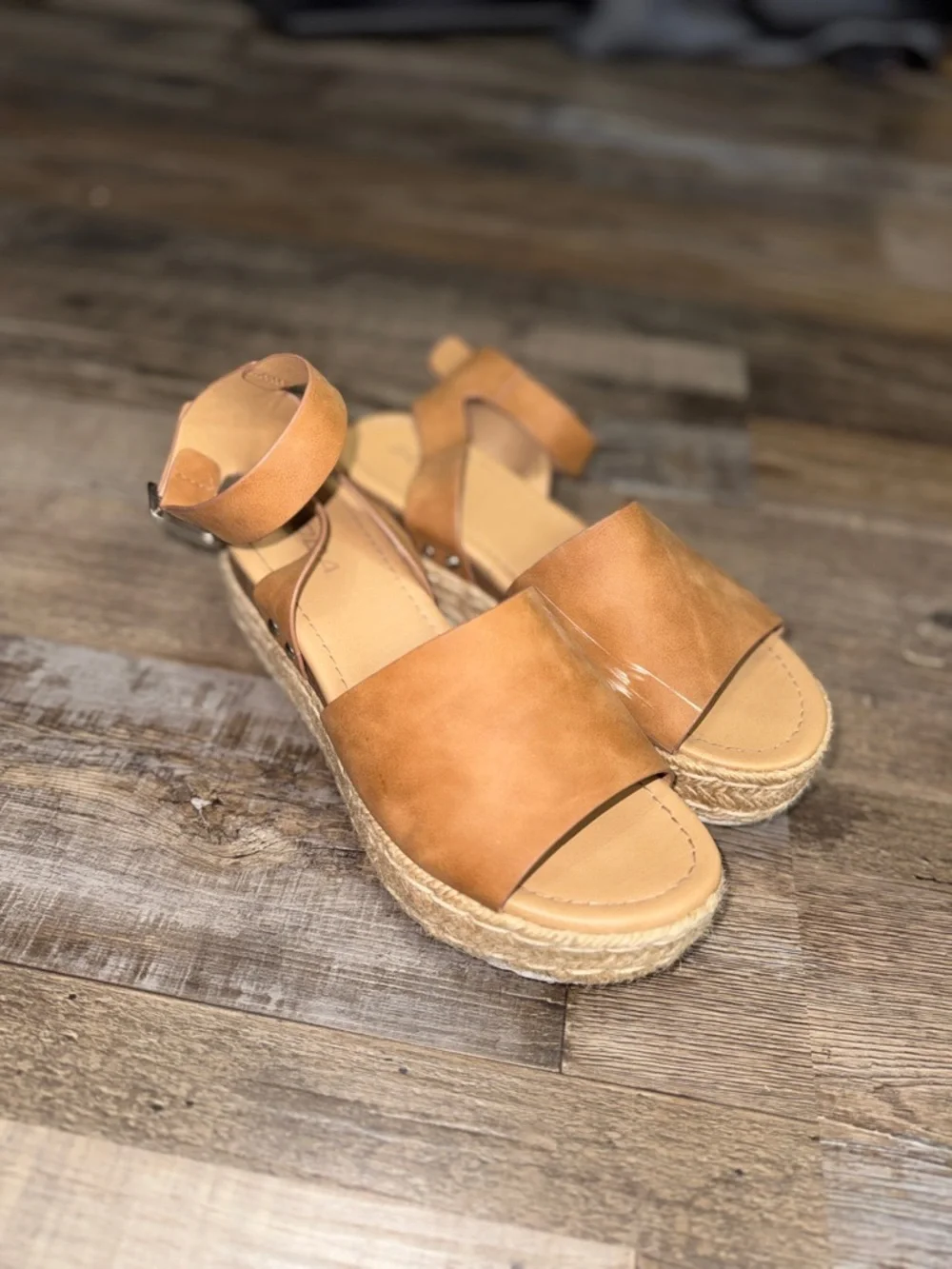 Soda Espadrille Platform Sandals Tan Ankle Strap Boho Summer Size 8